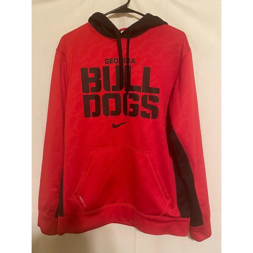 Nike Georgia Bulldogs Football Hoodie Sweatshirt Red Black Size Medium